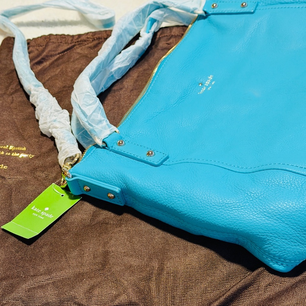 Kate Spade Cobble Hill Kori Large Tote Adriatic turquoise Pebbled Leather NWT - Picture 2 of 15